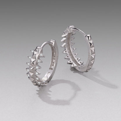 Pave CZ hoop earrings pair, 1.6 cm, white gold plated 925 sterling silver, Bids.com on Tampa Home & Garden Store