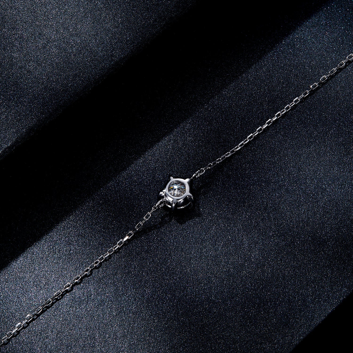 S925 Sterling Silver Moissanite Bracelet 15+3cm, Bids.com, round solitaire gem on Tampa Home & Garden Store