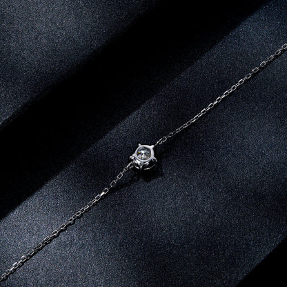 S925 Sterling Silver Moissanite Bracelet 15+3cm, Bids.com, round solitaire gem on Tampa Home & Garden Store