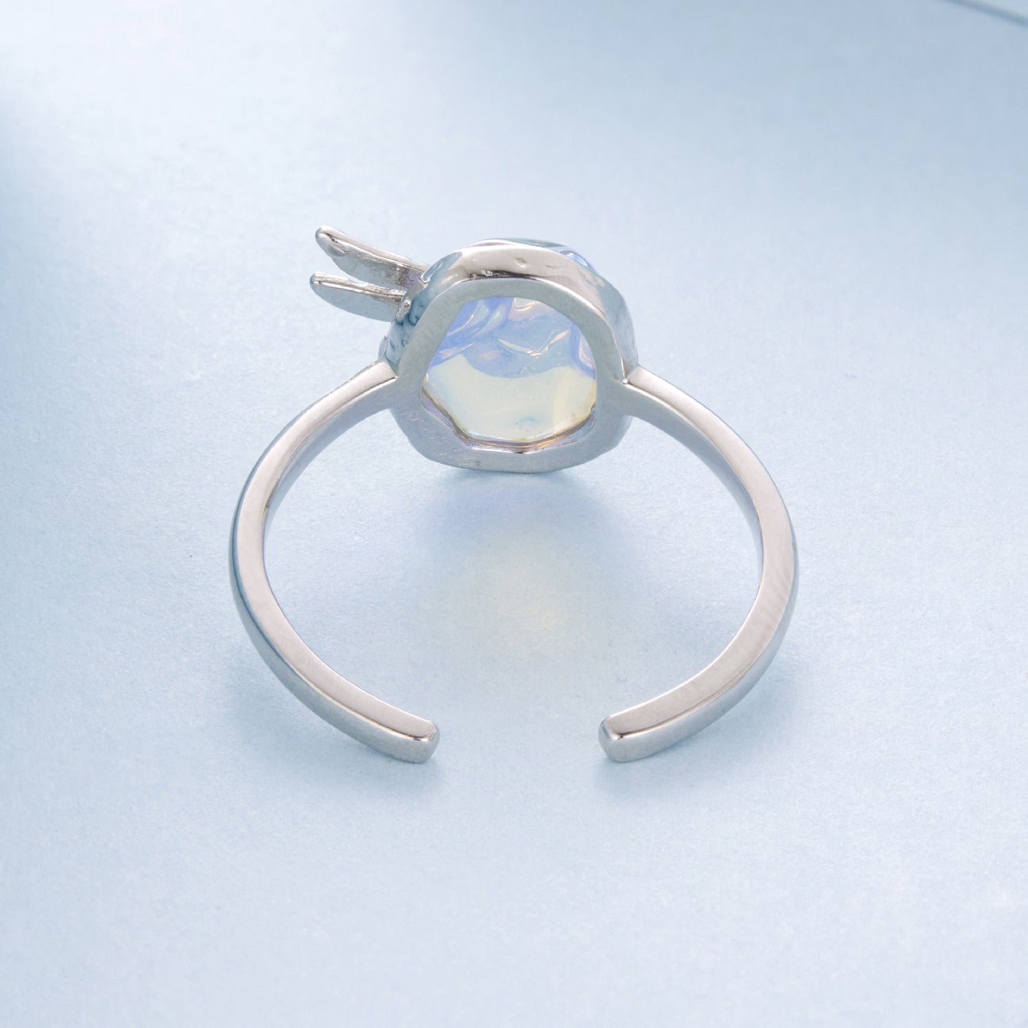 925 Sterling Silver Ring with Nano Opal Stone, 0.15 cm wide band for women on Tampa Home & Garden Store