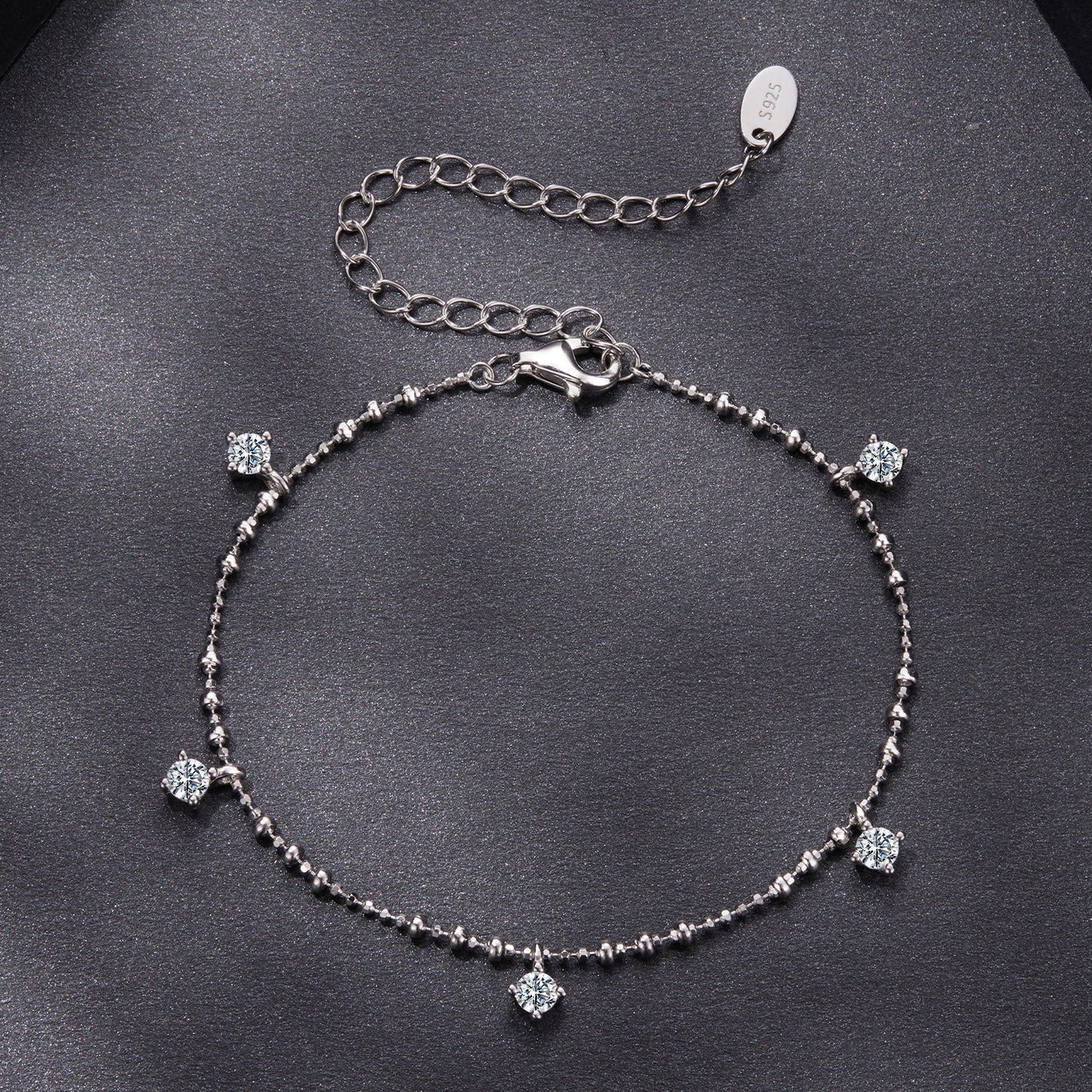 Bracelet 925 sterling silver moissanite chain for women, plated white gold with extender clasp on Tampa Home & Garden Store