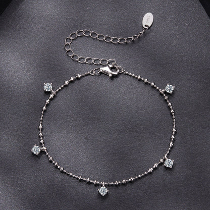 Bracelet 925 sterling silver moissanite chain for women, plated white gold with extender clasp on Tampa Home & Garden Store