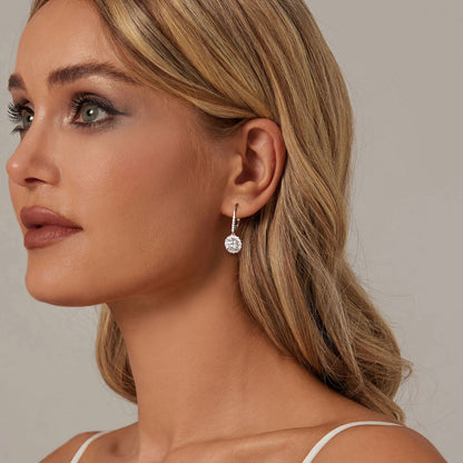 Earrings 925 sterling silver moissanite drop with pavé stones, white gold look by Bids.com on Tampa Home & Garden Store