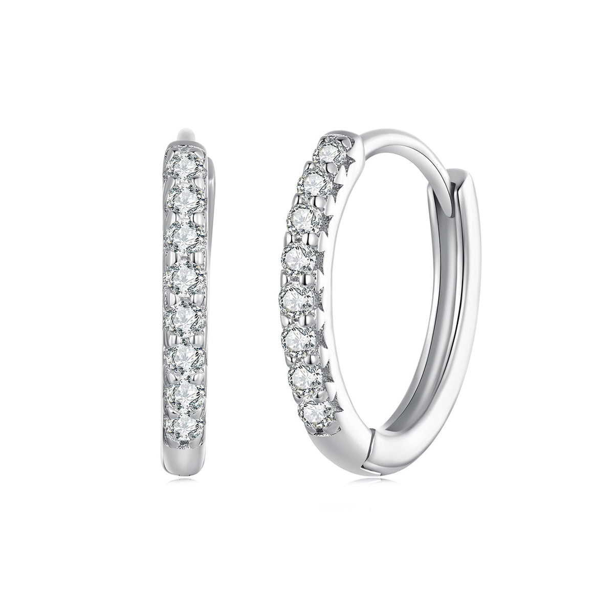 Bids.com S925 sterling silver moissanite hoop earrings, 2.0mm stones for women on Tampa Home & Garden Store