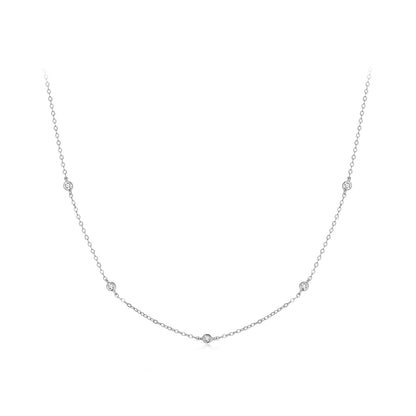 Moissanite necklace in 925 sterling silver with white gold plating and spaced stones on Tampa Home & Garden Store