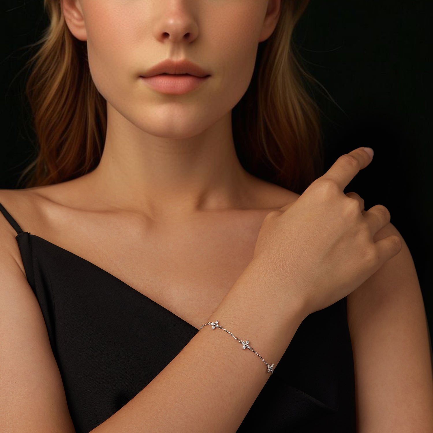 Bracelet: 925 Sterling Silver with white gold plating, moissanite accents, 15+6cm by Bids.com on Tampa Home & Garden Store