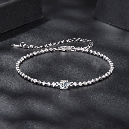 925 sterling silver moissanite bracelet with white gold plating, 15+6cm, for women on Tampa Home & Garden Store