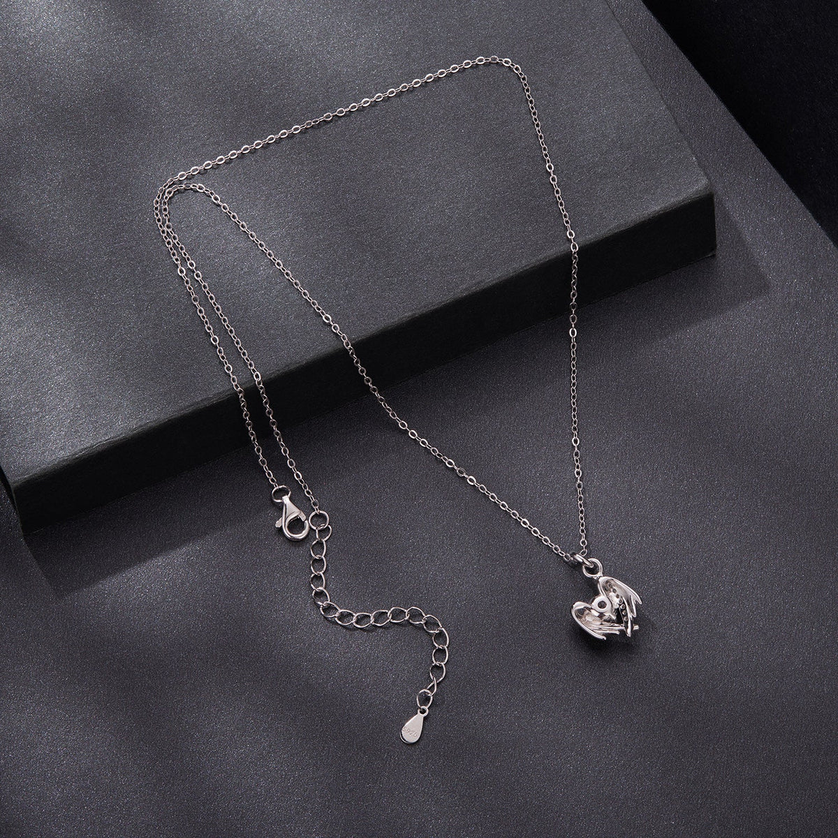 Necklace 925 sterling silver, moissanite, white gold plated dual chain with pendant 40+5cm on Tampa Home & Garden Store