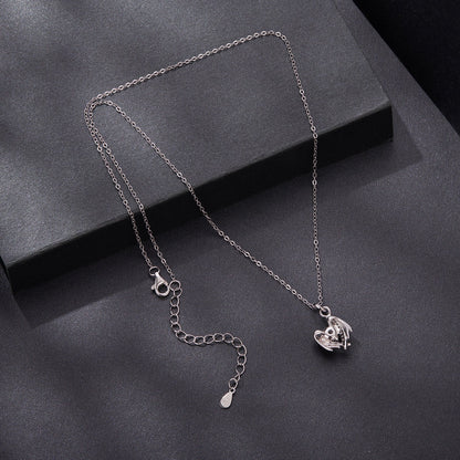 Necklace 925 sterling silver, moissanite, white gold plated dual chain with pendant 40+5cm on Tampa Home & Garden Store
