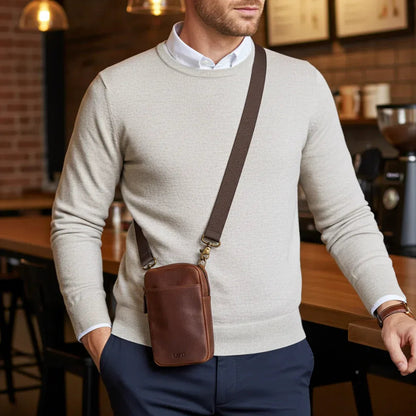 Cambridge Full-Grain Leather Crossbody Phone Bag