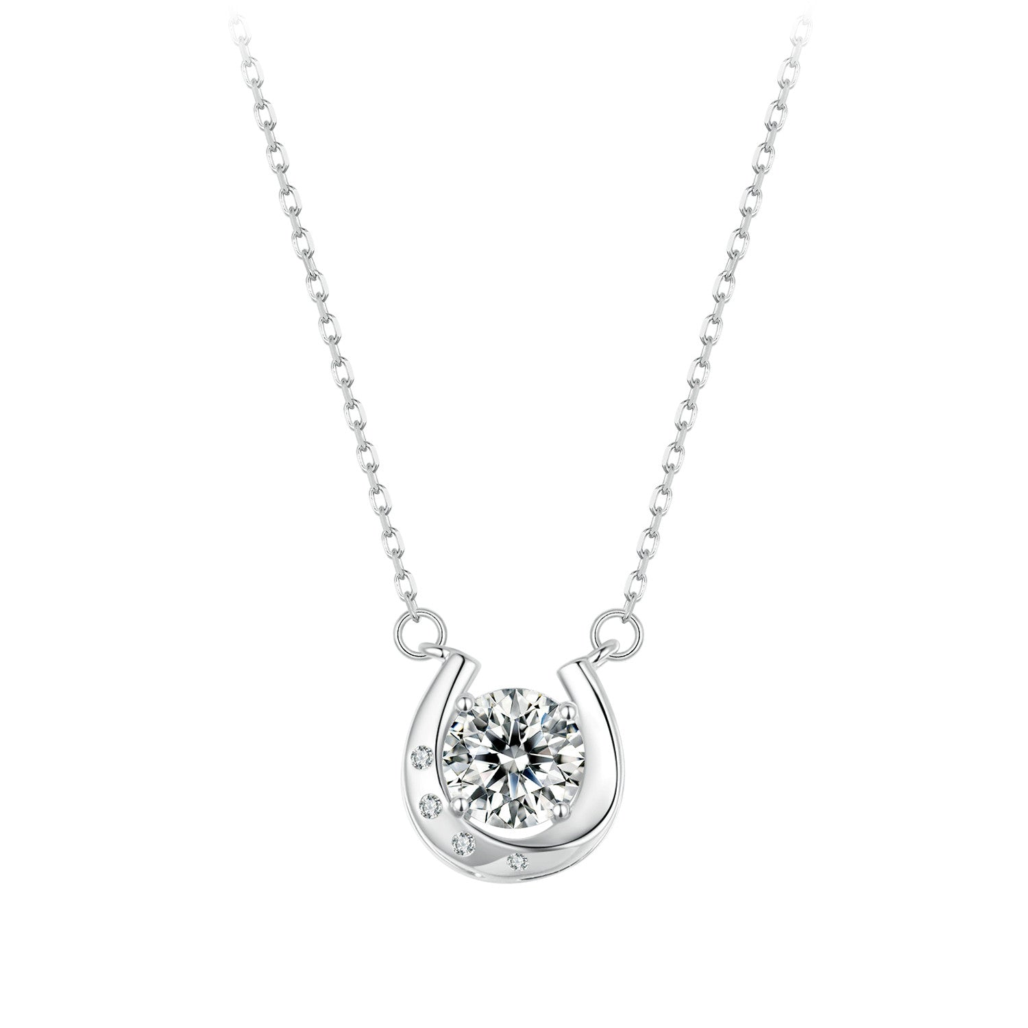 925 Sterling Silver Moissanite Necklace with Pavé Setting, 1 Carat, 400mm Chain by Bids.com on Tampa Home & Garden Store