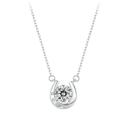 925 Sterling Silver Moissanite Necklace with Pavé Setting, 1 Carat, 400mm Chain by Bids.com on Tampa Home & Garden Store
