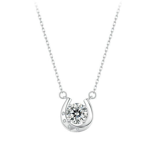 925 Sterling Silver Moissanite Necklace with Pavé Setting, 1 Carat, 400mm Chain by Bids.com on Tampa Home & Garden Store