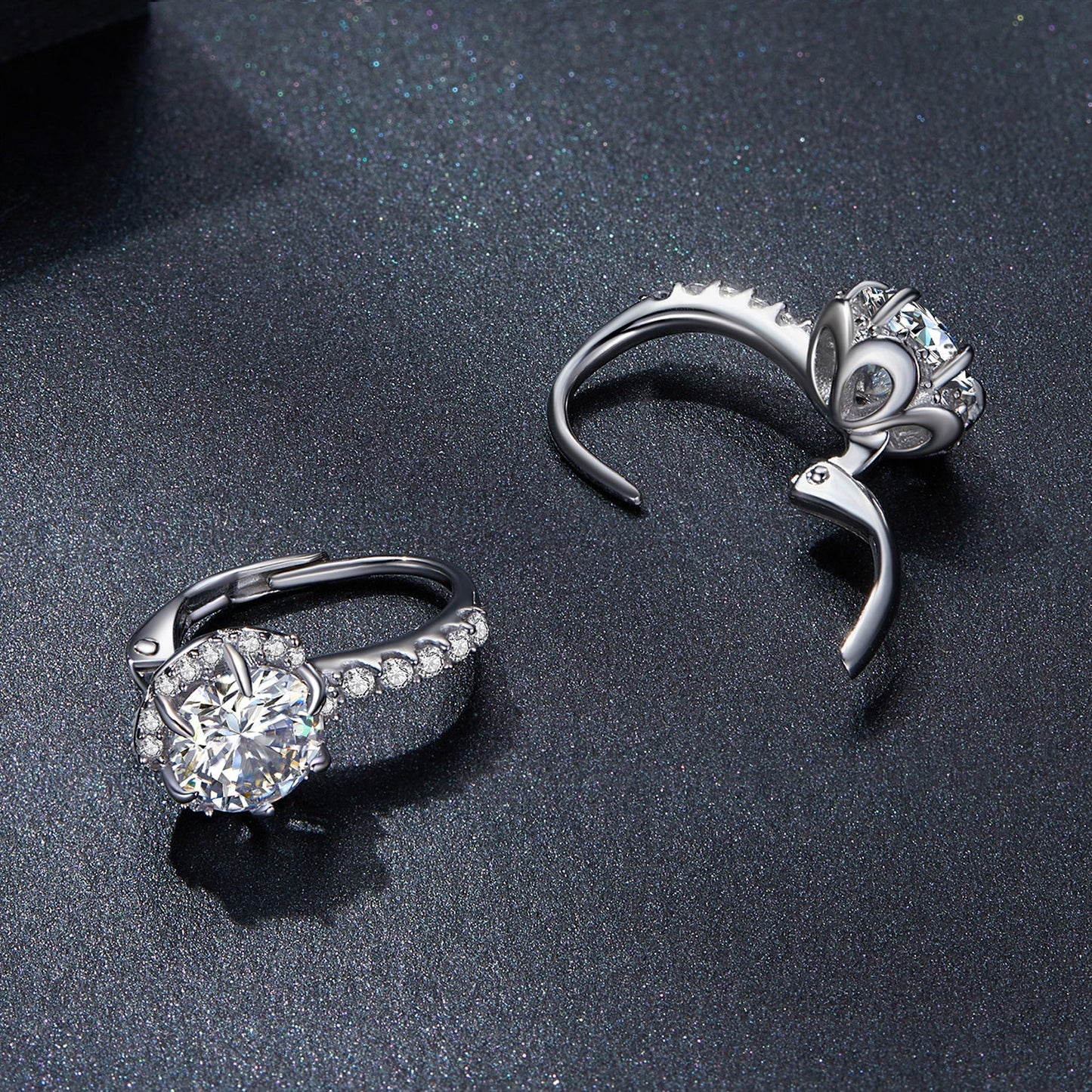 Pair of 925 sterling silver moissanite earrings, 6.5 carat total, pavé halo design, by Bids.com on Tampa Home & Garden Store