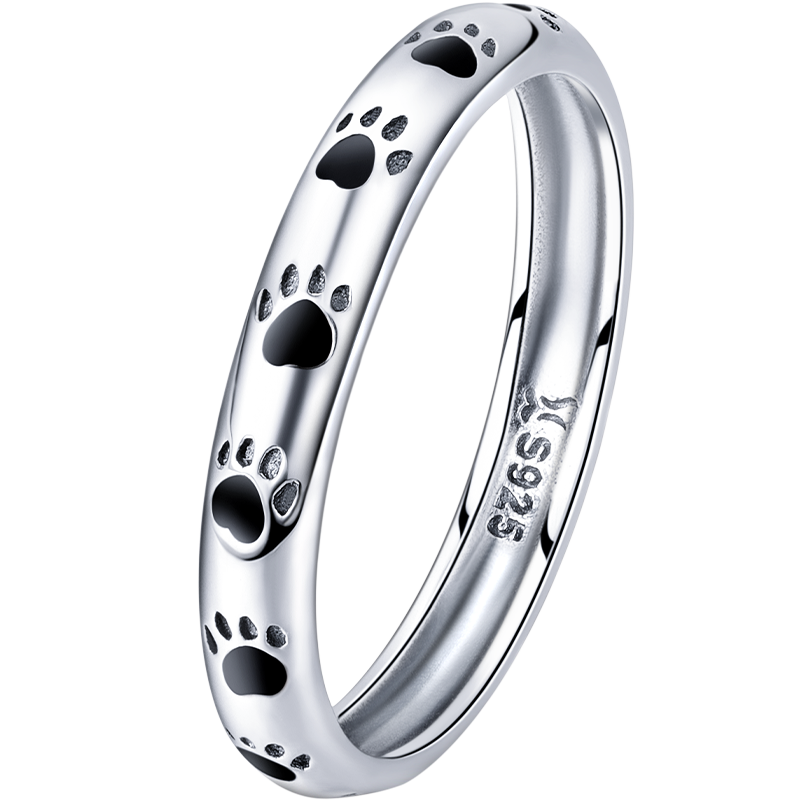 925 Sterling Silver Women's Ring with paw print motif, size 5, 0.3cm wide, by Bids.com on Tampa Home & Garden Store