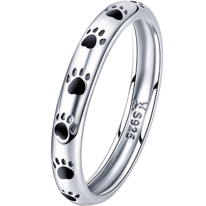 925 Sterling Silver Women's Ring with paw print motif, size 5, 0.3cm wide, by Bids.com on Tampa Home & Garden Store