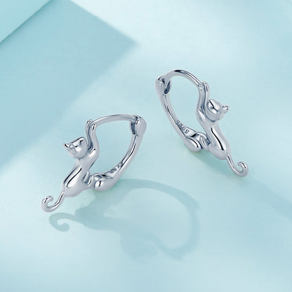 925 Sterling Silver Plated Gold cat-shaped hoop earrings, 1.8 cm for women on Tampa Home & Garden Store