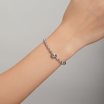 Sterling silver 17cm bracelet with a beaded ball chain worn on the wrist on Tampa Home & Garden Store