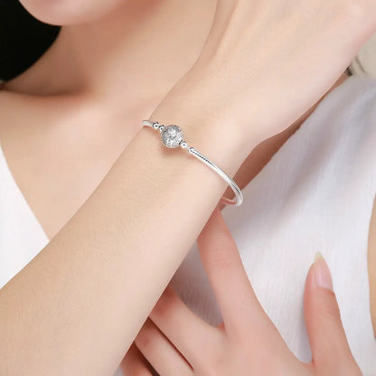 925 Sterling Silver SCB bracelet with pavé crystal ball bead for women size 17.0 by Bids.com on Tampa Home & Garden Store