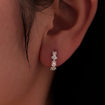 Sterling silver earrings with CZ stones and white gold plating; floral drop by Bids.com on Tampa Home & Garden Store
