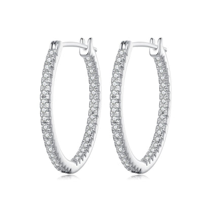 Pair of 925 Sterling Silver pavé CZ hoop earrings in white gold tone by Bids.com on Tampa Home & Garden Store