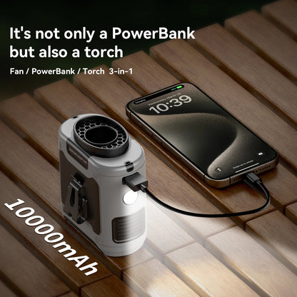 Portable Waist Fan 10000mAh Rechargeable Clip Fan with LED Light Power Bank