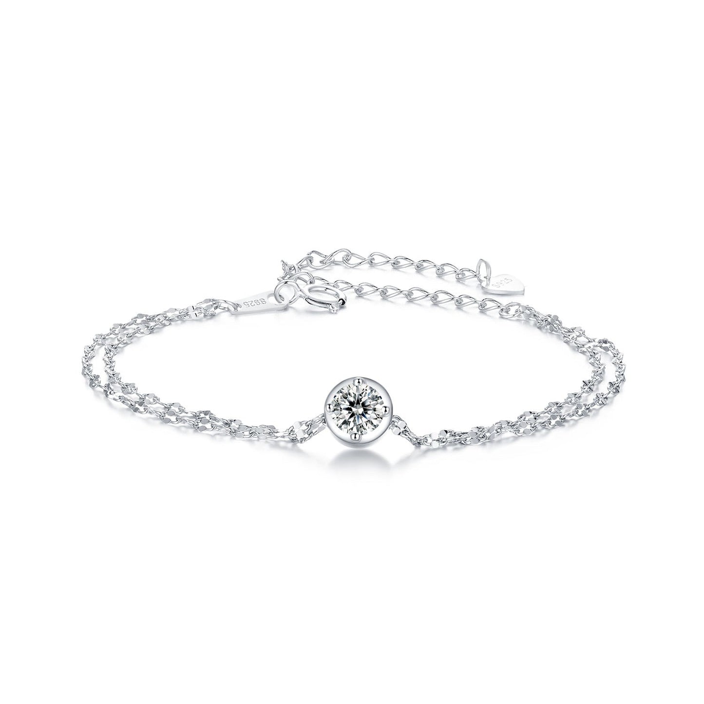 Bracelet 925 sterling silver 0.50ct moissanite, bezel center stone on plated white gold chain with extender by Bids.com on Tampa Home & Garden Store