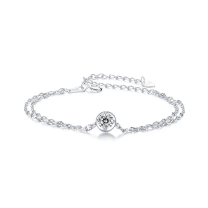 Bracelet 925 sterling silver 0.50ct moissanite, bezel center stone on plated white gold chain with extender by Bids.com on Tampa Home & Garden Store
