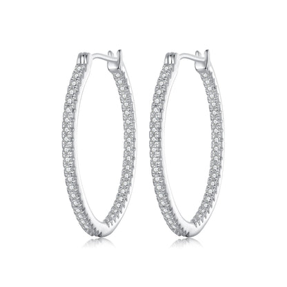 Pair of hoop earrings 925 sterling silver pavé CZ stones white gold finish by Bids.com on Tampa Home & Garden Store