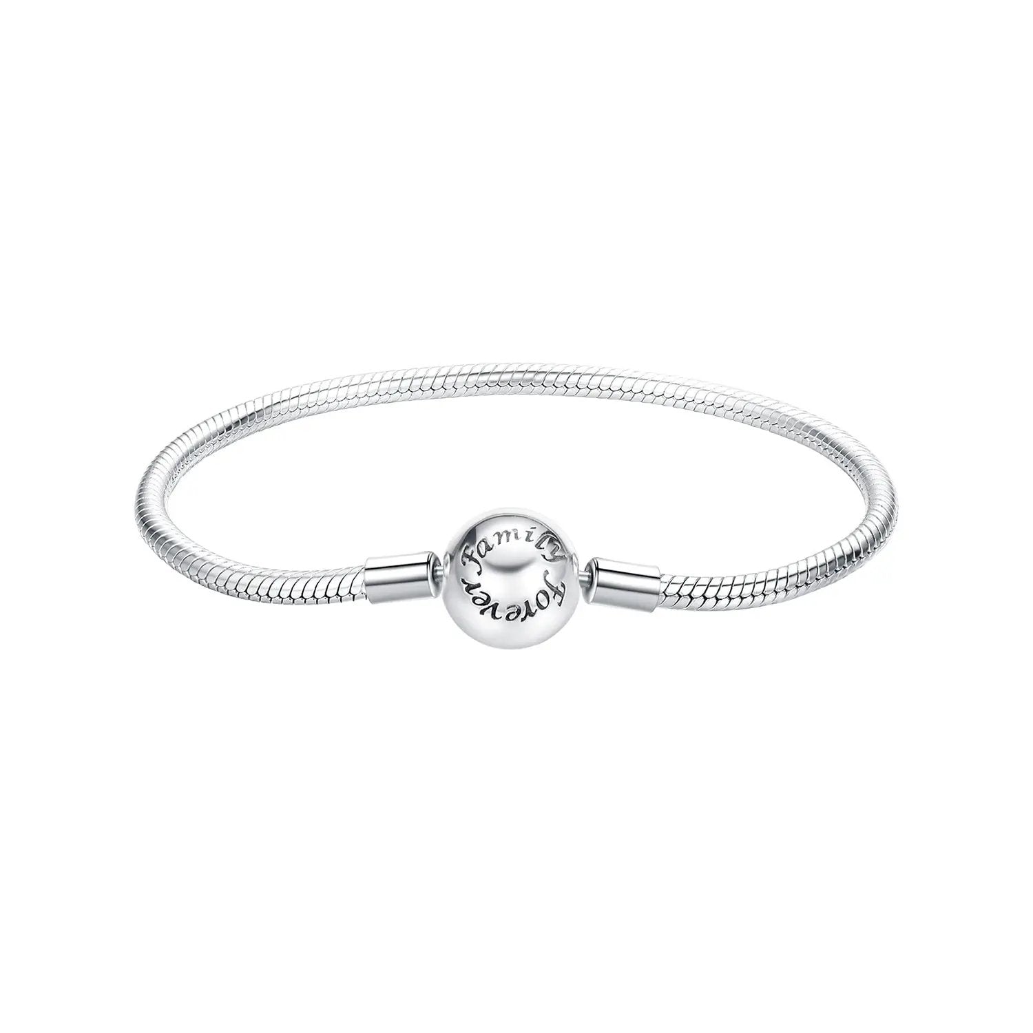 Sterling silver bracelet with snake chain and bead engraved family forever by Bids.com on Tampa Home & Garden Store