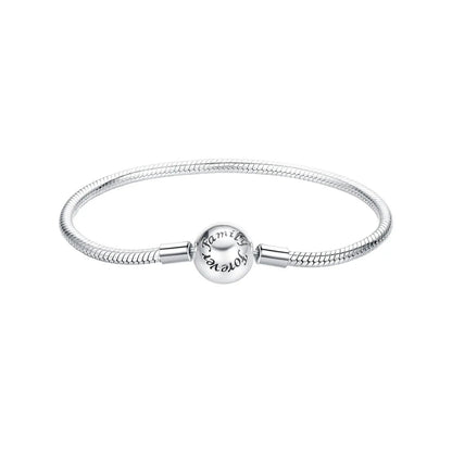 Sterling silver bracelet with snake chain and bead engraved family forever by Bids.com on Tampa Home & Garden Store
