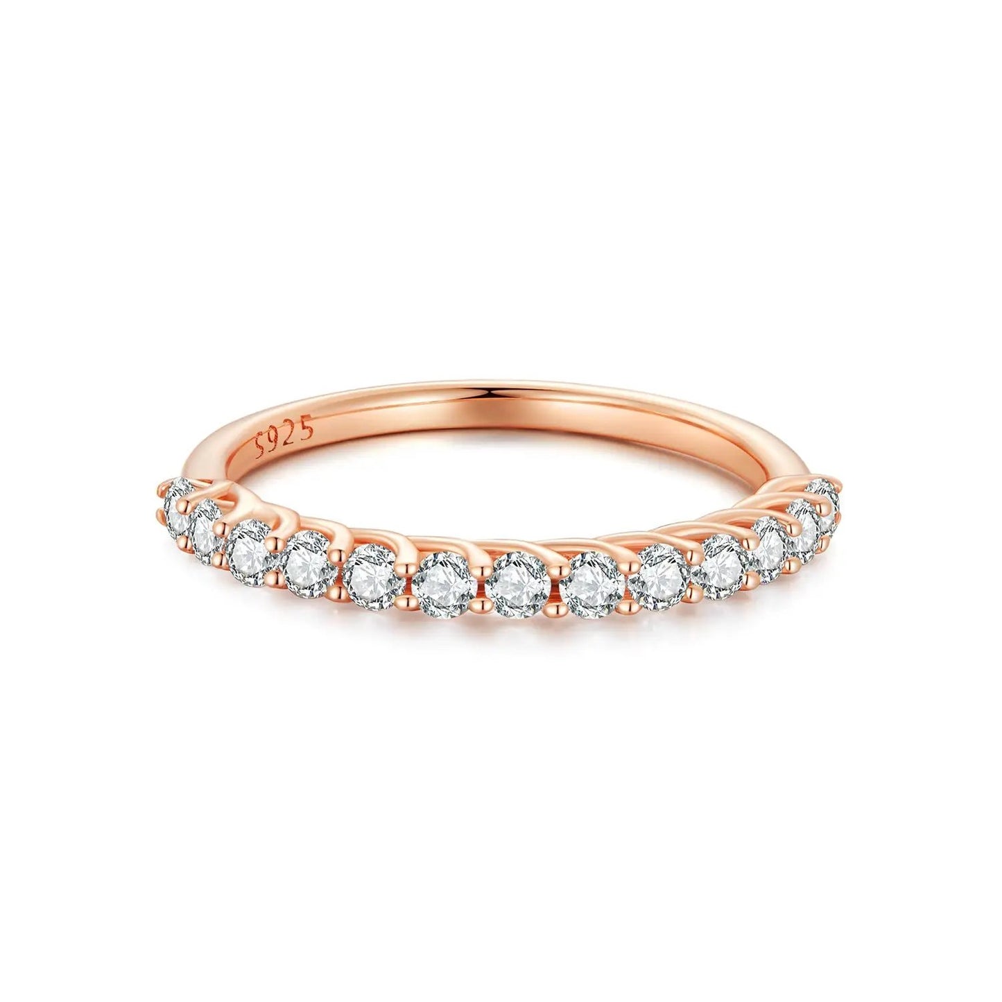 925 Sterling Silver Moissanite Ring rose-gold plated band, 0.03ct stones, size 6 for women on Tampa Home & Garden Store