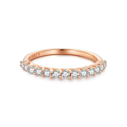 925 Sterling Silver Moissanite Ring rose-gold plated band, 0.03ct stones, size 6 for women on Tampa Home & Garden Store