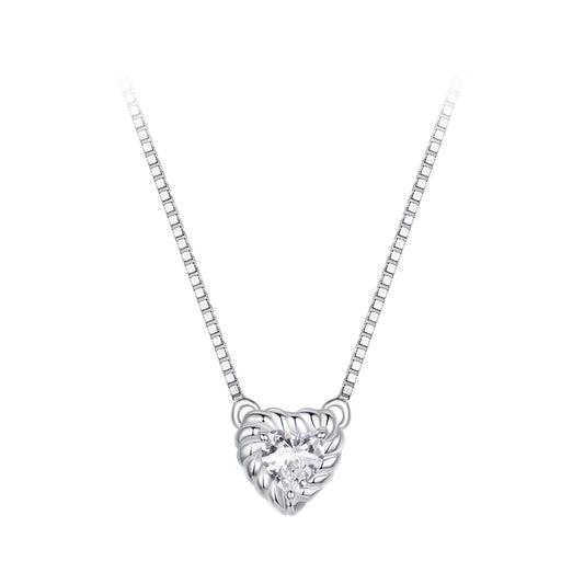 Necklace 925 Sterling Silver rope-wrapped heart pendant with 0.245ct round moissanite, 4mm, Bids.com on Tampa Home & Garden Store