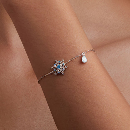 Bracelet 925 sterling silver plated with ice flower zirconia centerpiece and teardrop charm on Tampa Home & Garden Store