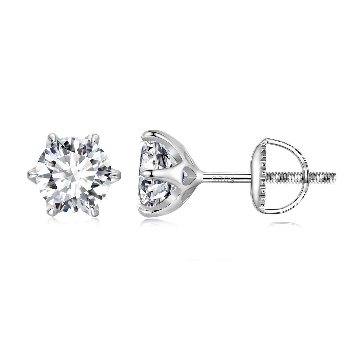 Earrings S925 sterling silver moissanite stud 2.00ct, brand Bids.com, screw-back on Tampa Home & Garden Store