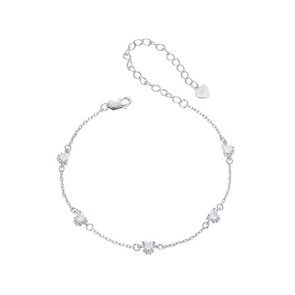 925 Sterling Silver bracelet with pavé CZs, white gold plating and heart charm by Bids.com on Tampa Home & Garden Store