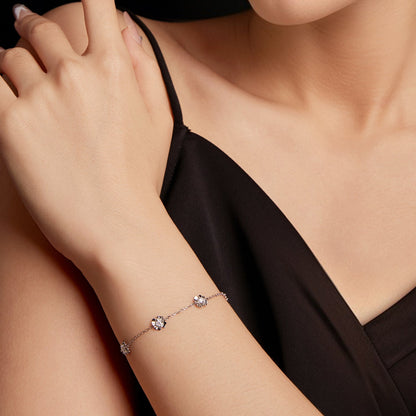 925 Sterling Silver 0.1ct Moissanite Bracelet for Women by Bids.com, floral settings on Tampa Home & Garden Store
