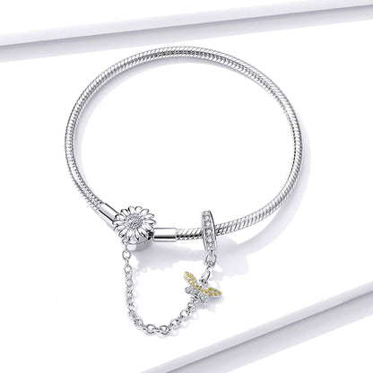Bracelet 925 Sterling Silver adjustable 17cm women sunflower charm with crystal drop by Bids.com on Tampa Home & Garden Store