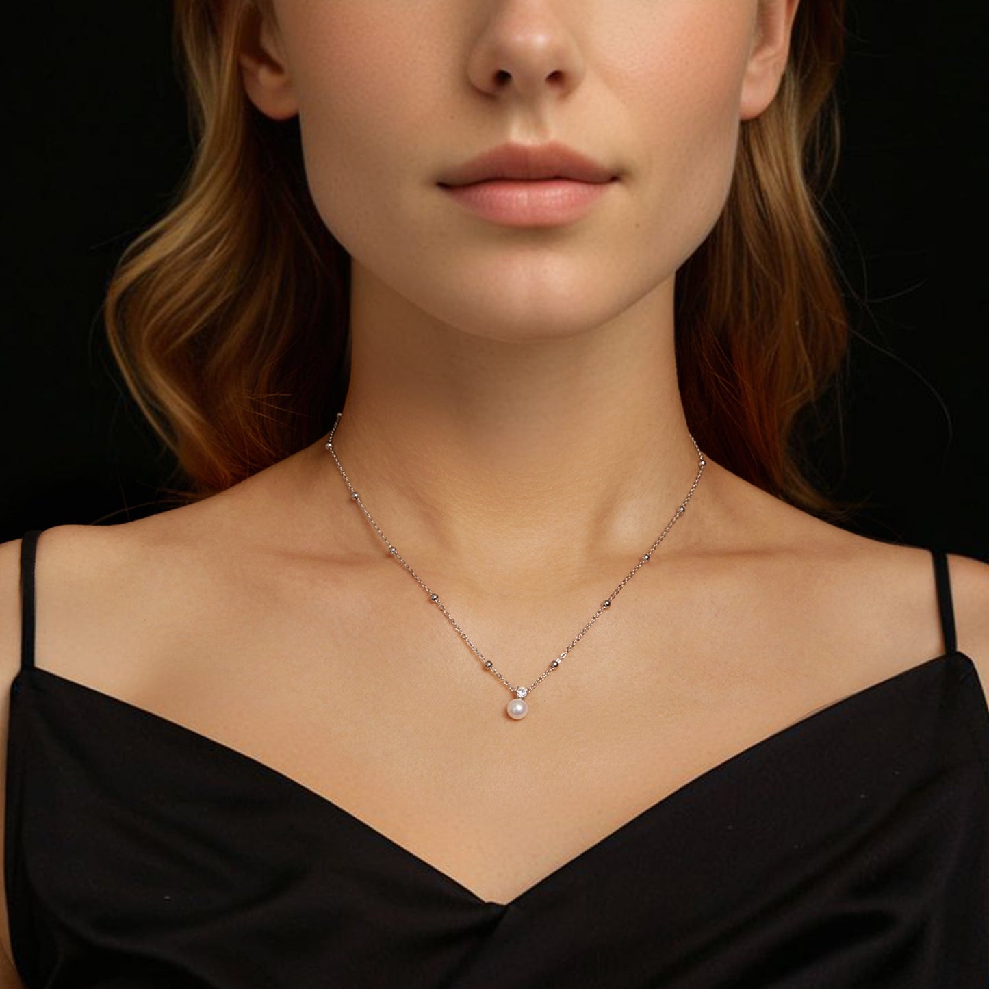 925 sterling silver moissanite freshwater pearl necklace with single drop pearl on 40+5cm chain on Tampa Home & Garden Store