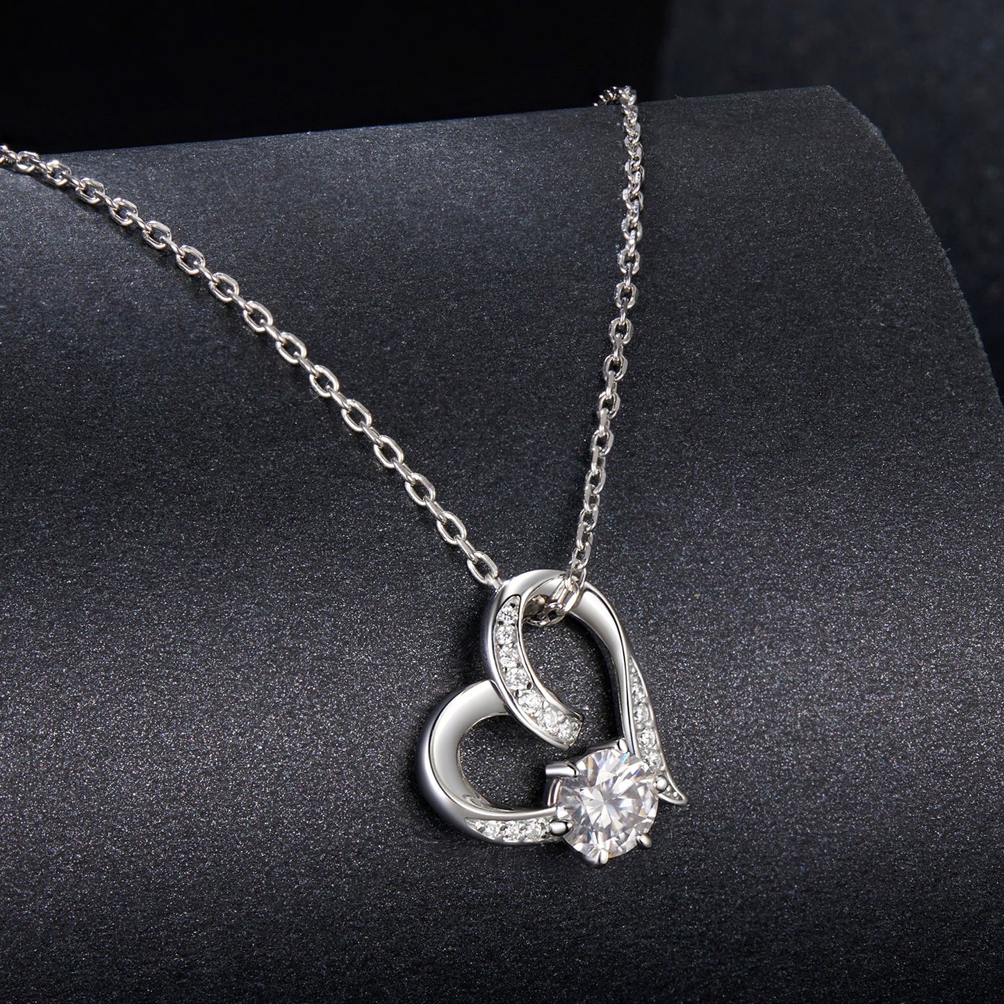 Sterling silver moissanite necklace with white gold plating and round solitaire pendant on Tampa Home & Garden Store