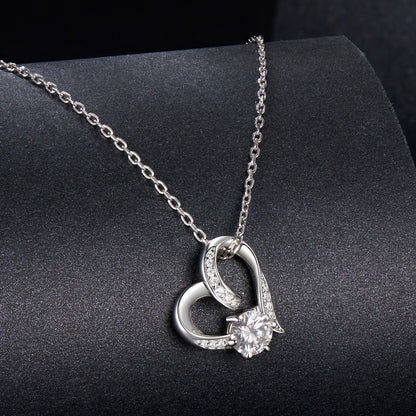 Sterling silver moissanite necklace with white gold plating and round solitaire pendant on Tampa Home & Garden Store
