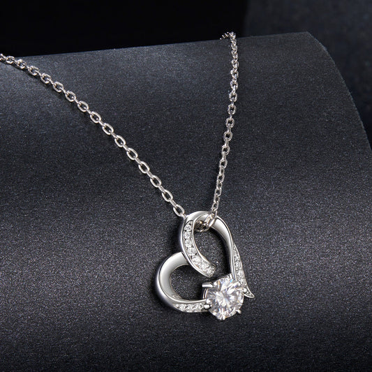 Sterling silver moissanite necklace with white gold plating and round solitaire pendant on Tampa Home & Garden Store
