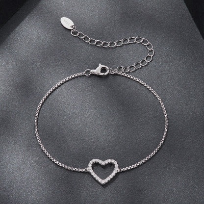 Bracelet 925 sterling silver-plated moissanite heart centerpiece with lobster clasp on Tampa Home & Garden Store