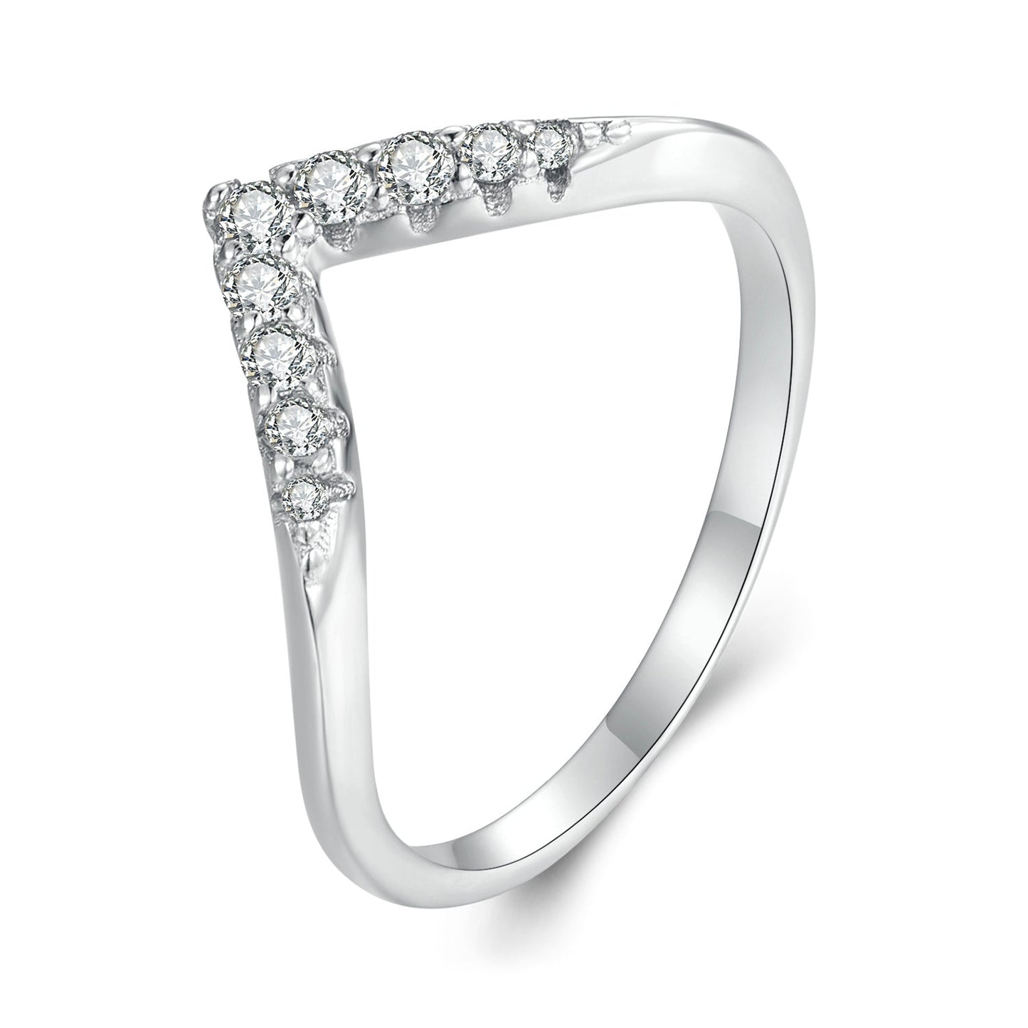 S925 sterling silver moissanite ring for women with a row of 1.7mm stones along the top band size 6 by Bids.com on Tampa Home & Garden Store