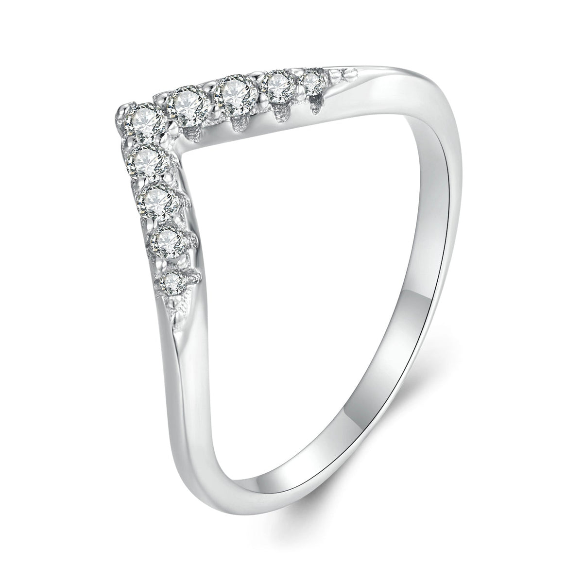 S925 sterling silver moissanite ring for women with a row of 1.7mm stones along the top band size 6 by Bids.com on Tampa Home & Garden Store