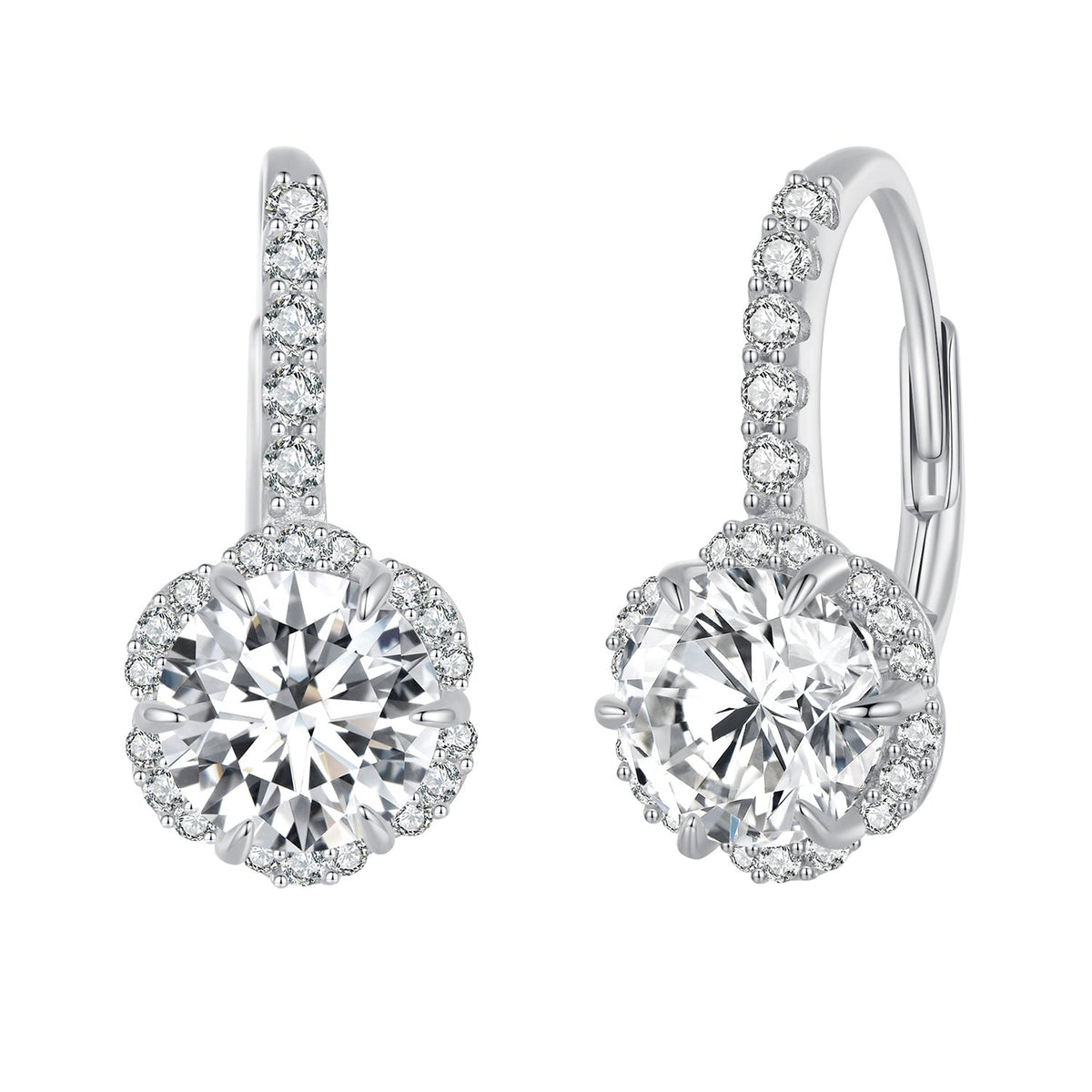 Earrings 925 Sterling Silver Moissanite 6.5ct halo drop pair Bids.com on Tampa Home & Garden Store