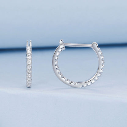 Pair of sterling silver hoop earrings with pave CZ, white gold finish on Tampa Home & Garden Store