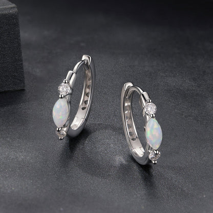 Earrings by Bids.com, 925 sterling silver white gold plated with opal drops and moissanite on Tampa Home & Garden Store