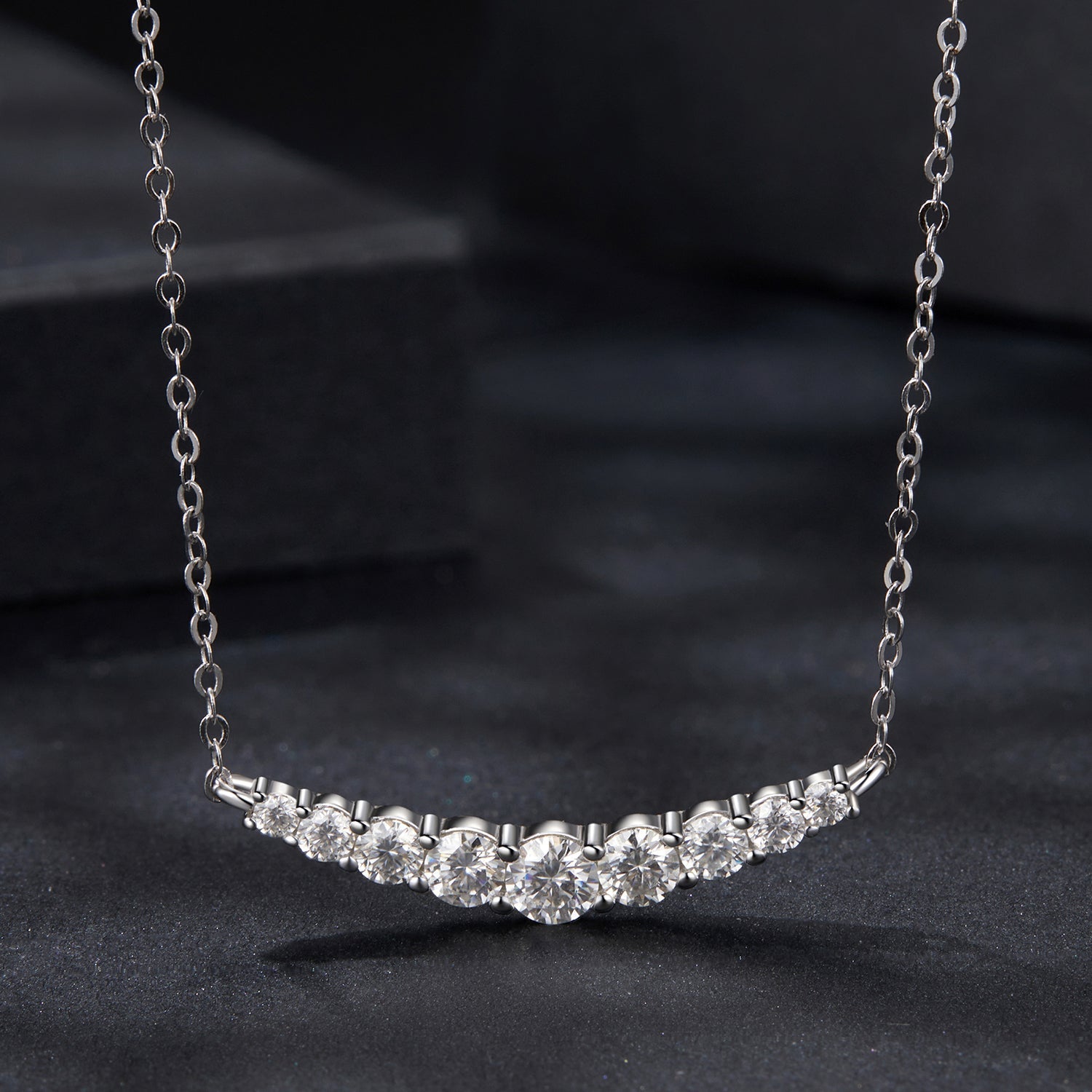 925 Sterling Silver Moissanite Necklace with white gold plating, 38+5cm length by Bids.com on Tampa Home & Garden Store
